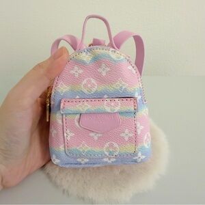 Pastel Mini Backpack Charm – Rainbow Vegan Leather
